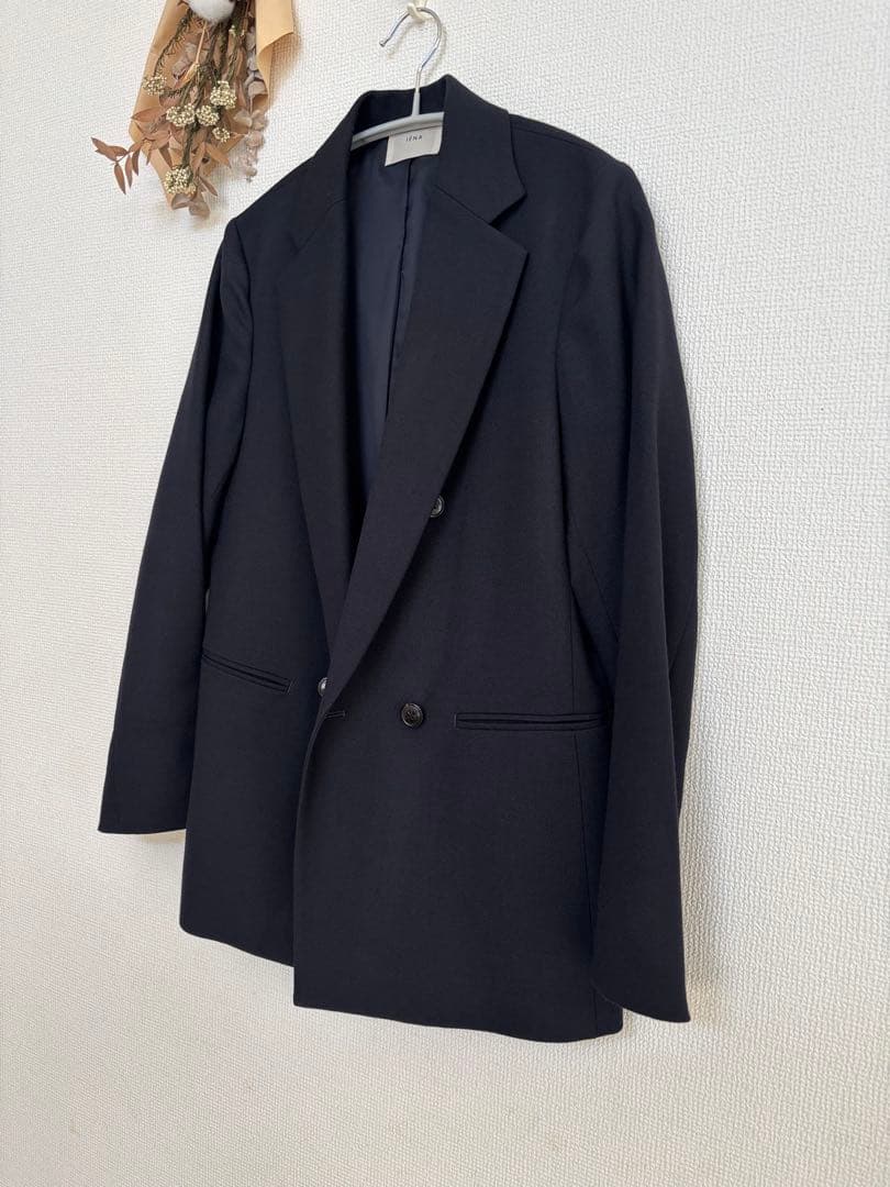 なっどだいなす 　IENA ウールサージ W前ジャケット 38　ネイビー