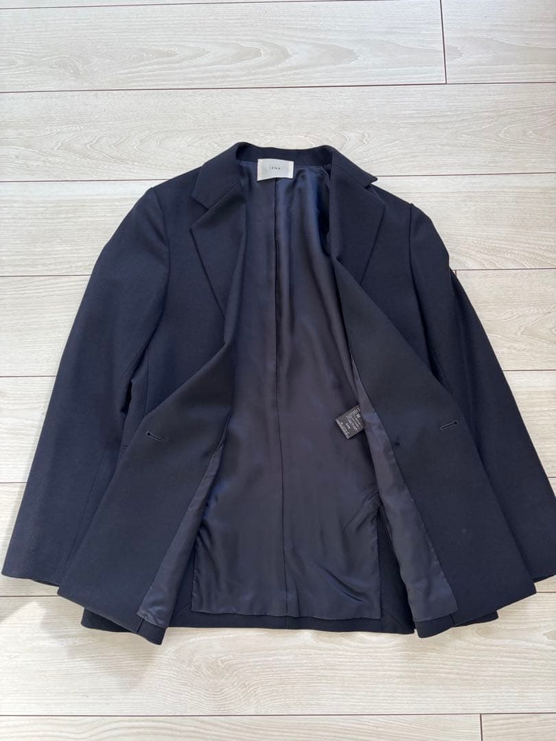 なっどだいなす 　IENA ウールサージ W前ジャケット 38　ネイビー