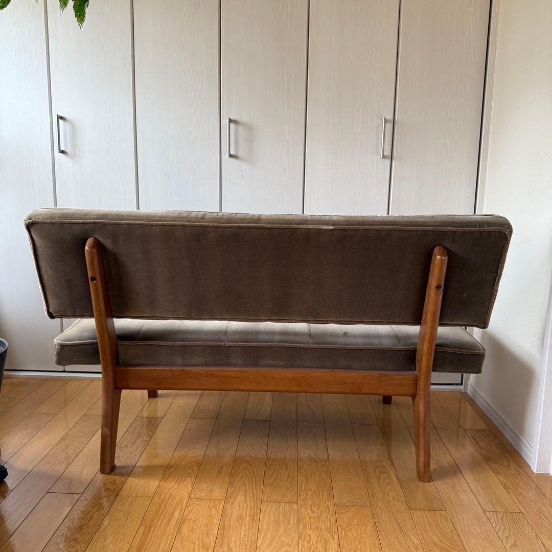 【直接引渡し希望】コンパクトモケットソファ ベンチ ラブソファ グレー