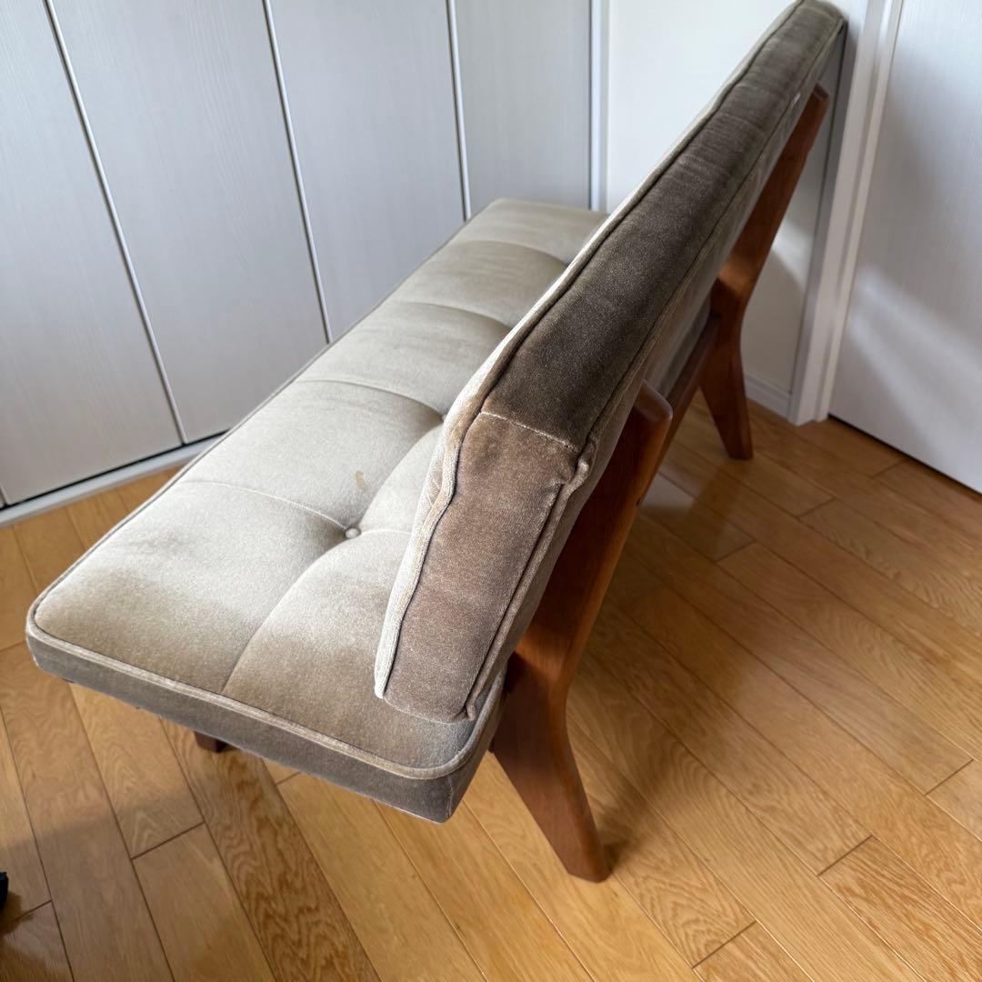 【直接引渡し希望】コンパクトモケットソファ ベンチ ラブソファ グレー