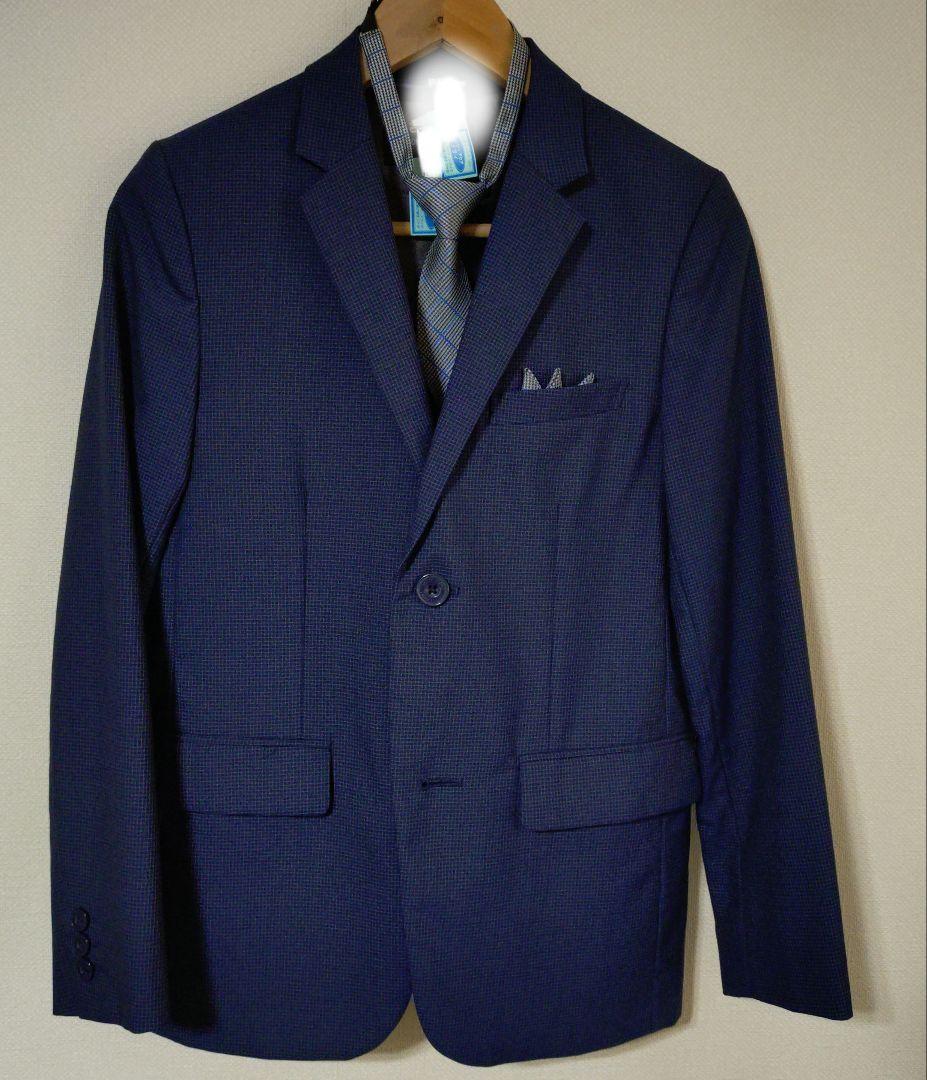 コムサイズム　スーツ　ネイビー チェック柄 160 男子