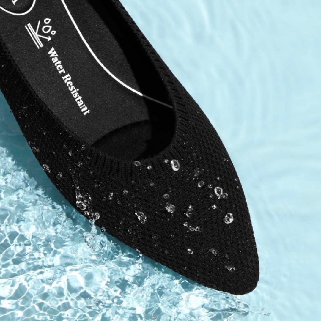 『未使用級』VIVAIA フラットパンプス 撥水加工 ポインテッドトゥ　ブラック