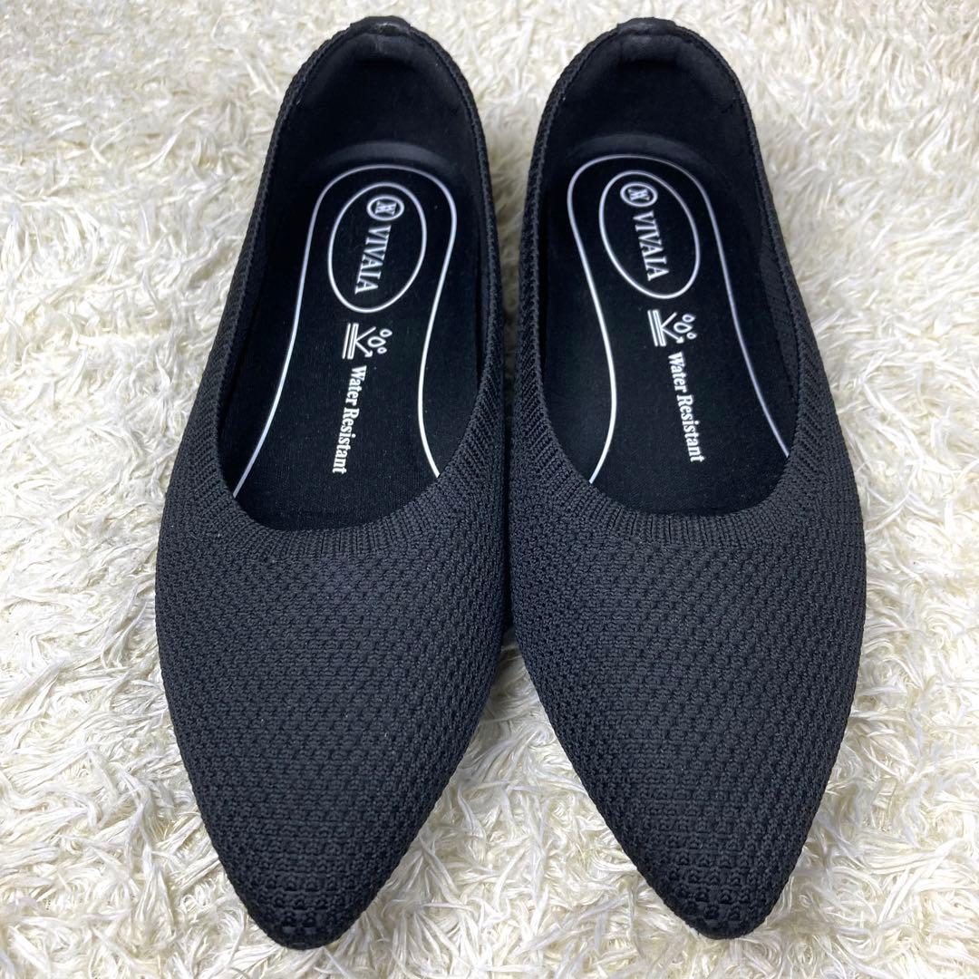 『未使用級』VIVAIA フラットパンプス 撥水加工 ポインテッドトゥ　ブラック