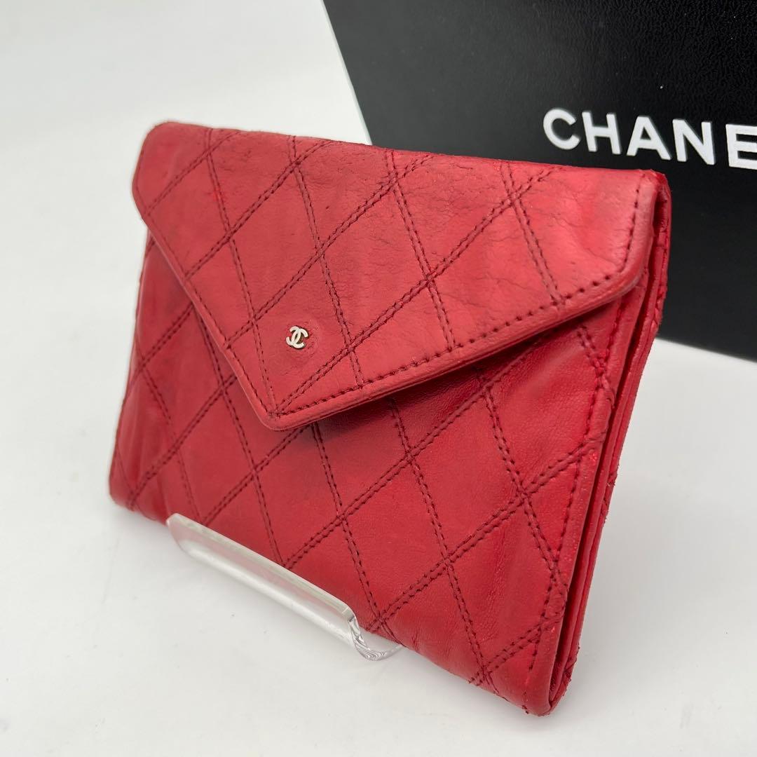 CHANEL ケース 小銭入れ ビコローレ ココマーク レッド レザー