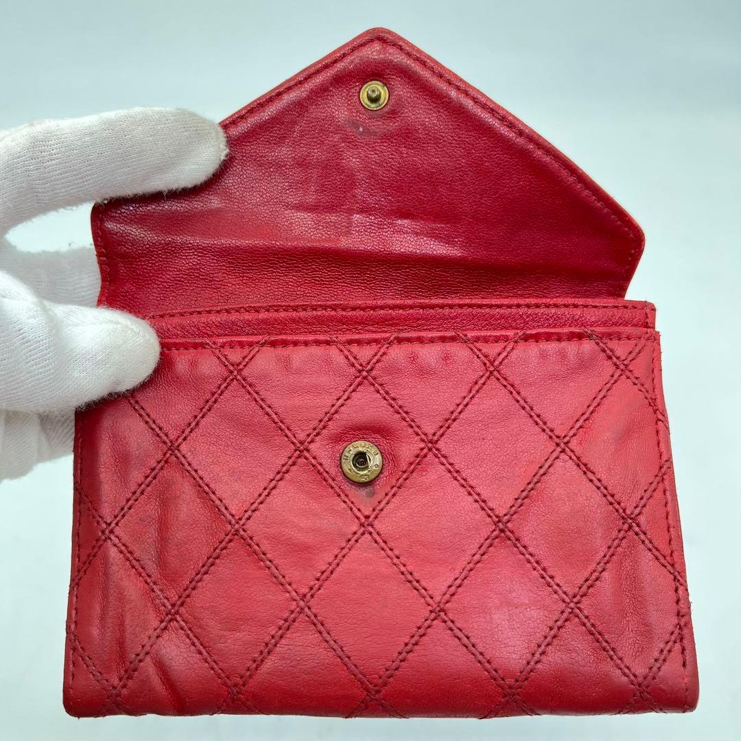 CHANEL ケース 小銭入れ ビコローレ ココマーク レッド レザー