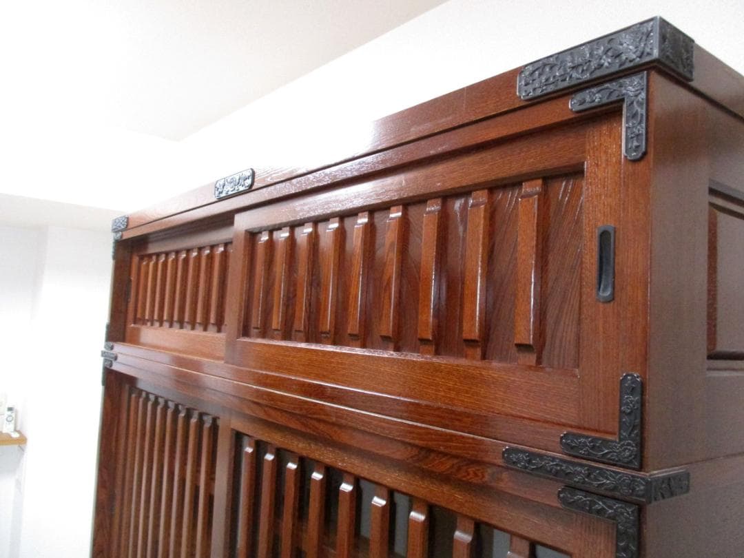 ★ 民芸家具 茶箪笥 茶棚 幅151.5cm 木製 水屋 箪笥 家具 食器棚