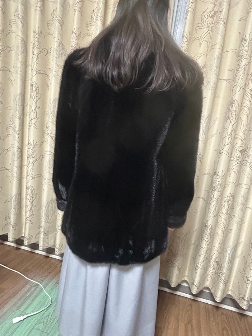 ブラック　毛皮　リアルファーコート　11号