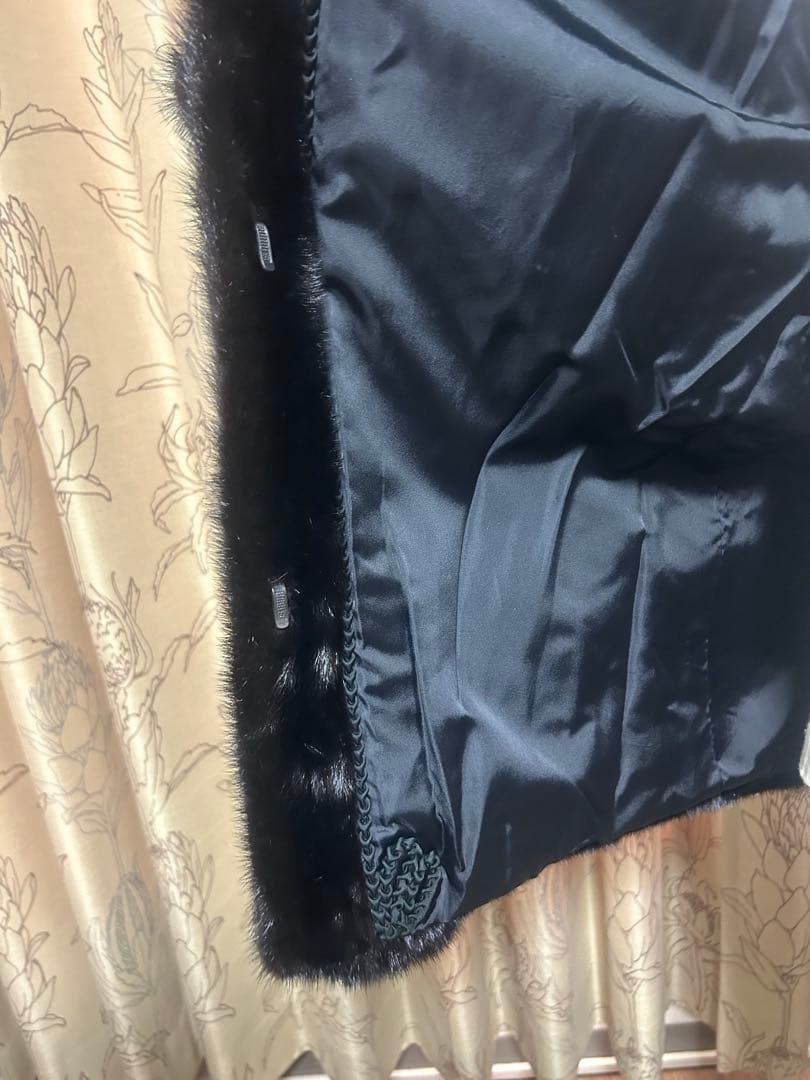 ブラック　毛皮　リアルファーコート　11号