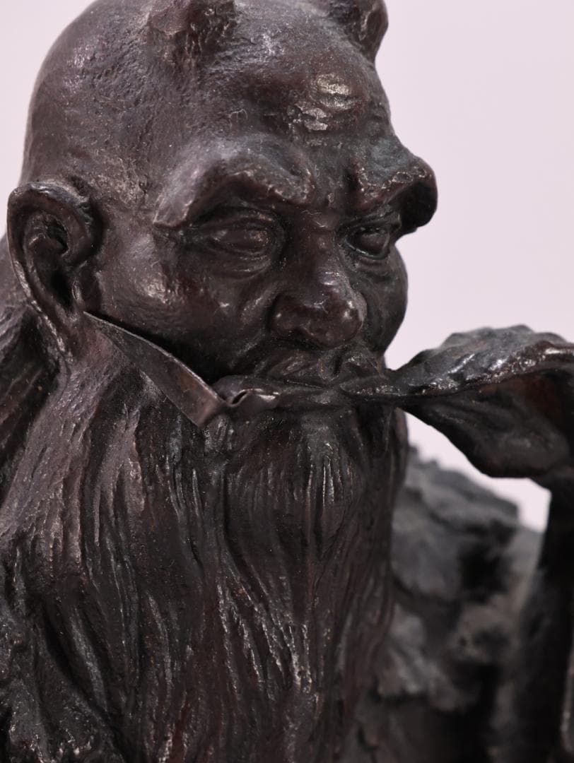 momo　金工 幸山 造 花押　「　鋳銅製　神農像　」　置物高2　BK65