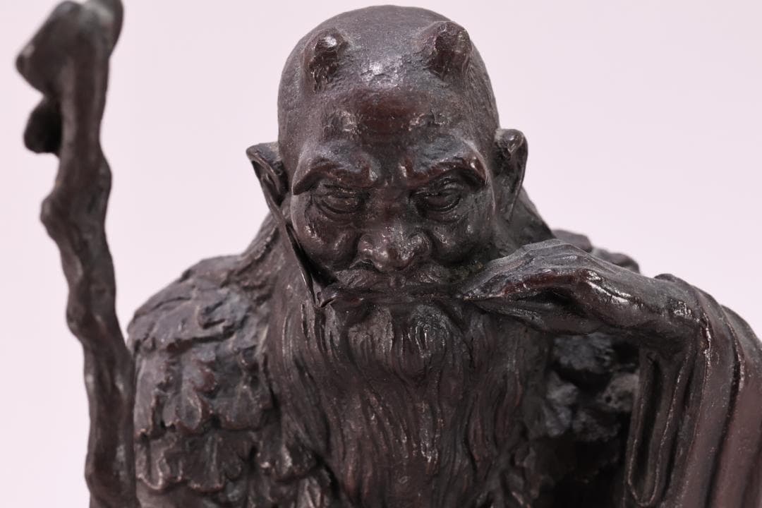 momo　金工 幸山 造 花押　「　鋳銅製　神農像　」　置物高2　BK65