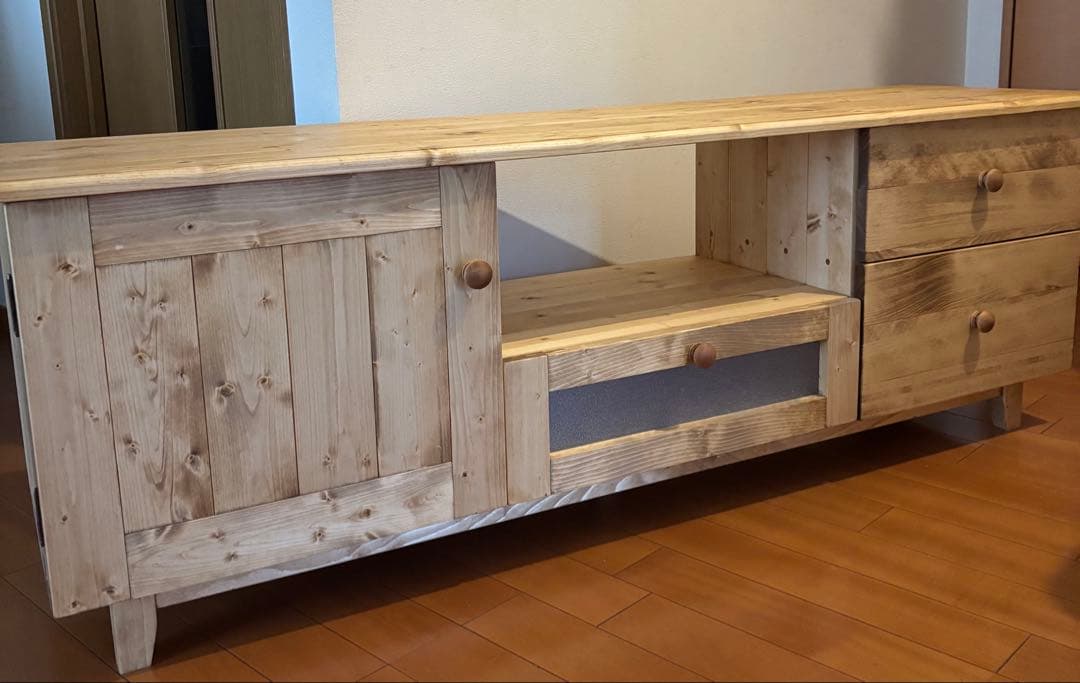 【CA09様オーダー品】AVボード テレビ台 パイン無垢材155cmサイズ