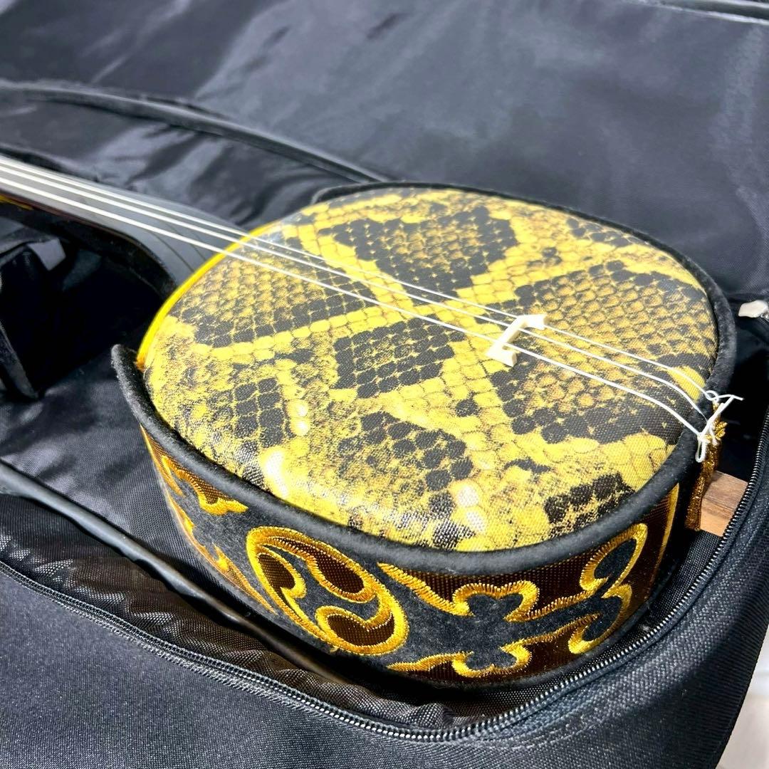 沖縄三線 三板 沖縄楽器セット 初心者 人工皮 ヘビ柄 和楽器 サンバ 民謡