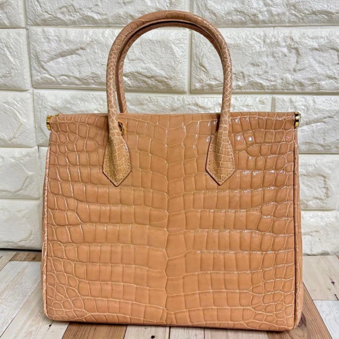 クロコダイル ハンドバッグ 2WAY ショルダーバッグ　シャイニング　アルムコ