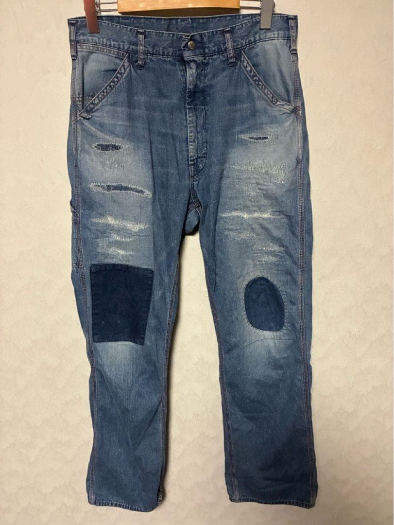 スタンダードカリフォルニア ペインターパンツ デニム ダメージリペア加工 W32