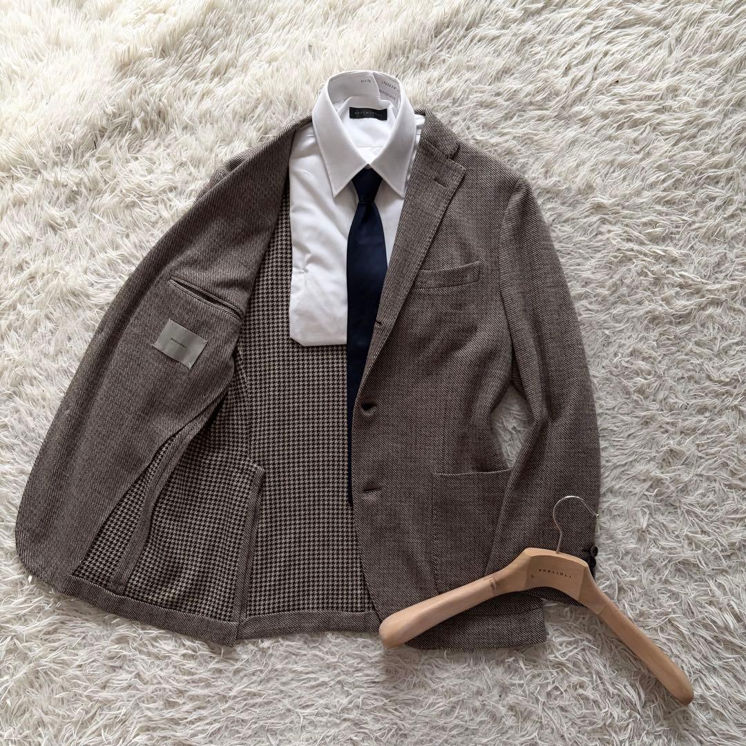 <美品>BOGLIOLI dover ブラウン ウール ジャージ ジャケット46