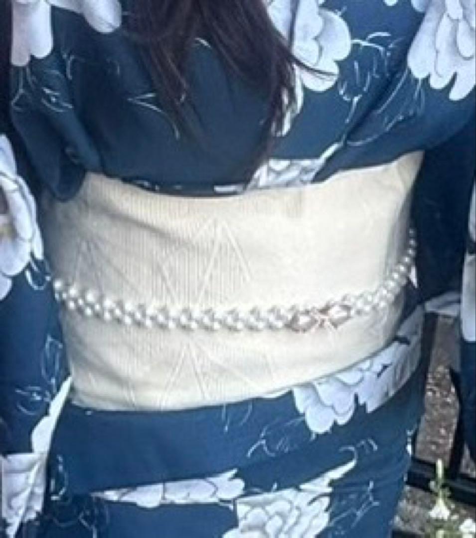 創美苑　浴衣　7点セット　巾着バック　下駄　ネイビー　花柄　セパレート浴衣