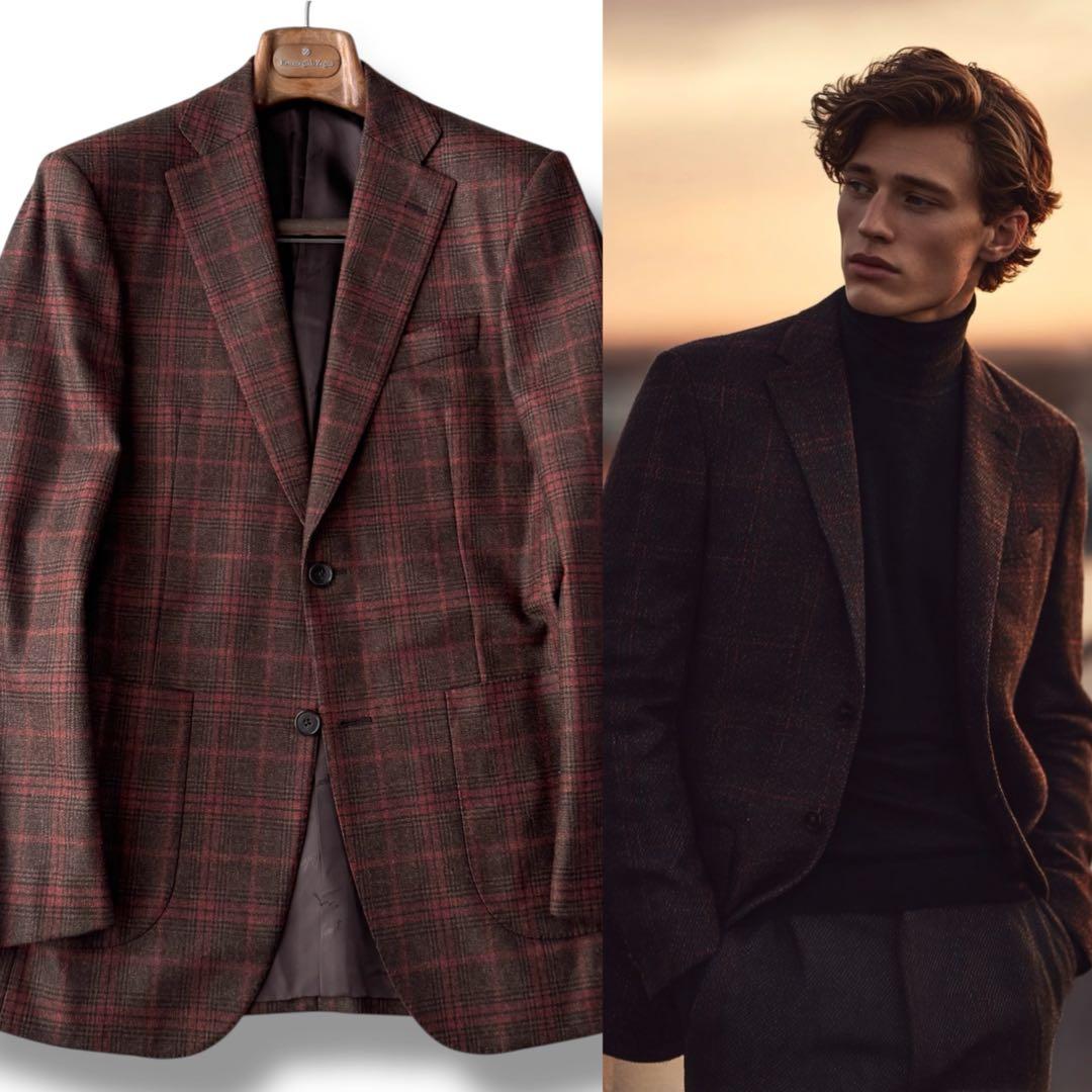 Belvest ベルベスト テーラード ジャケット チェック 46 M〜L程