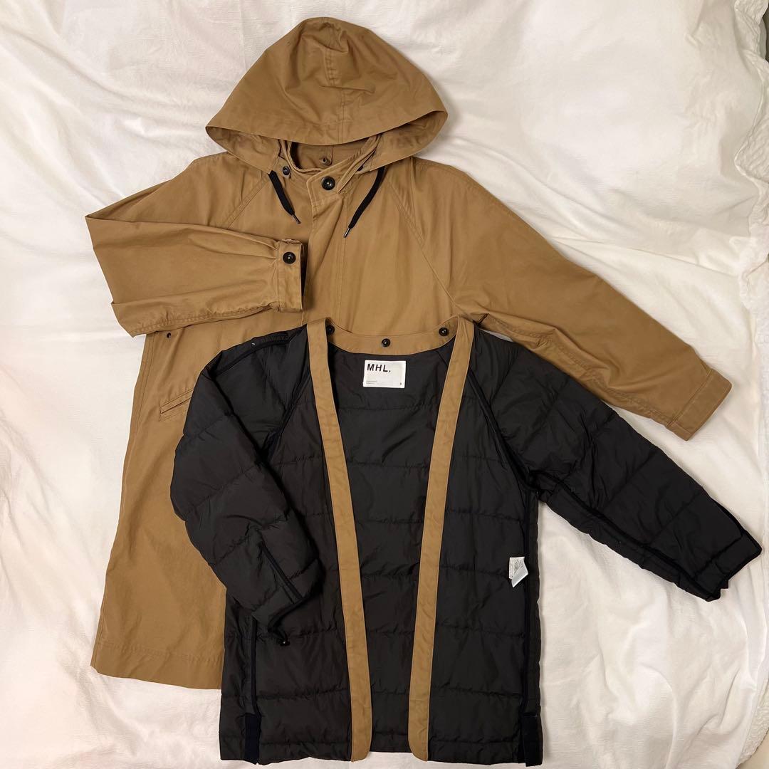 【値下げ中！】MHL. モッズコート フーディ　ダウンライナー付き　　　ベージュ