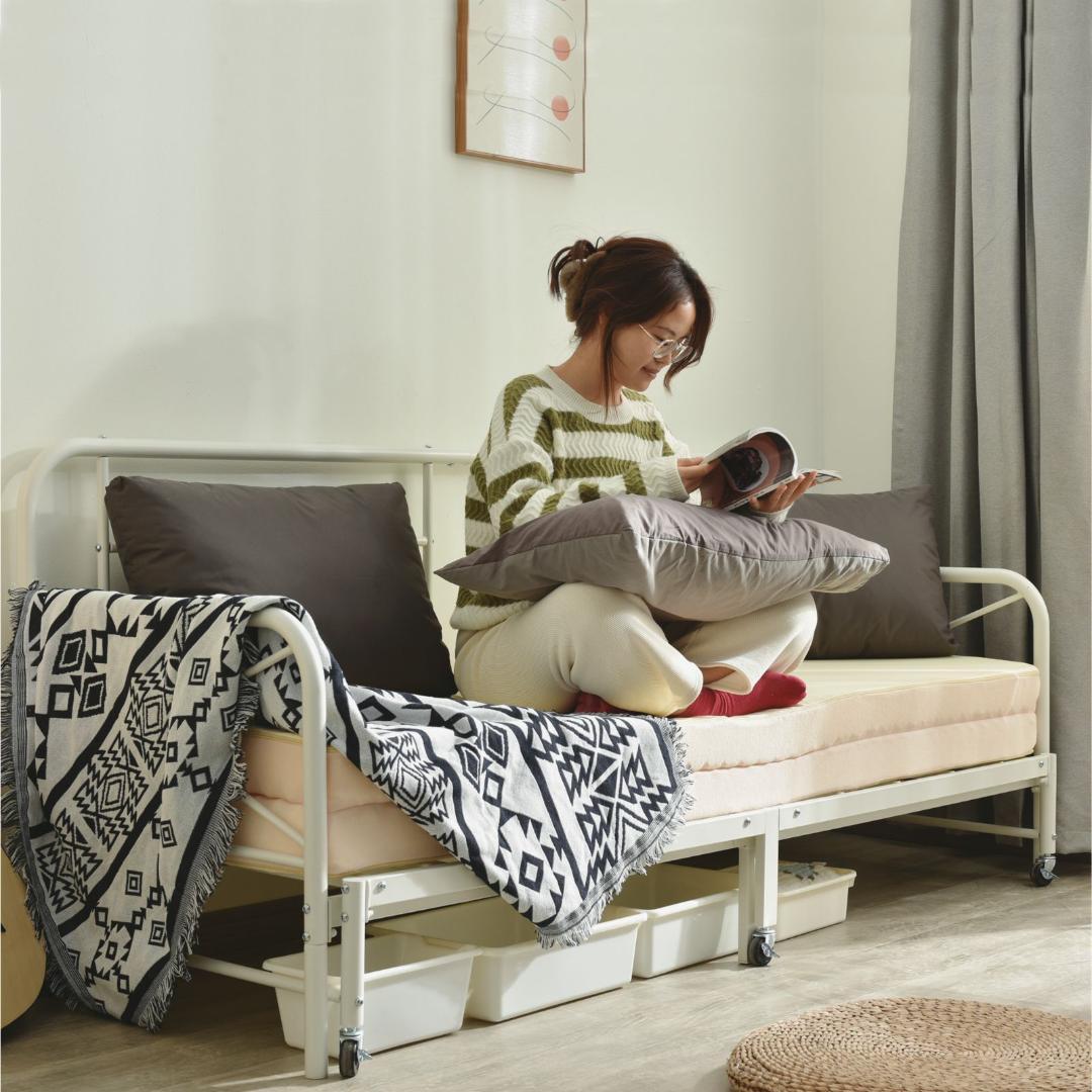 デイベッド フレーム パイプベッド シングルベッド ソファベッド 伸長式ベッド