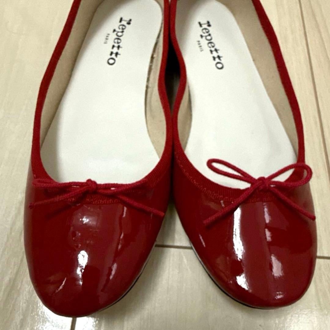 Repetto レペット　エナメル赤 フラットシューズ　バレエシューズ　38