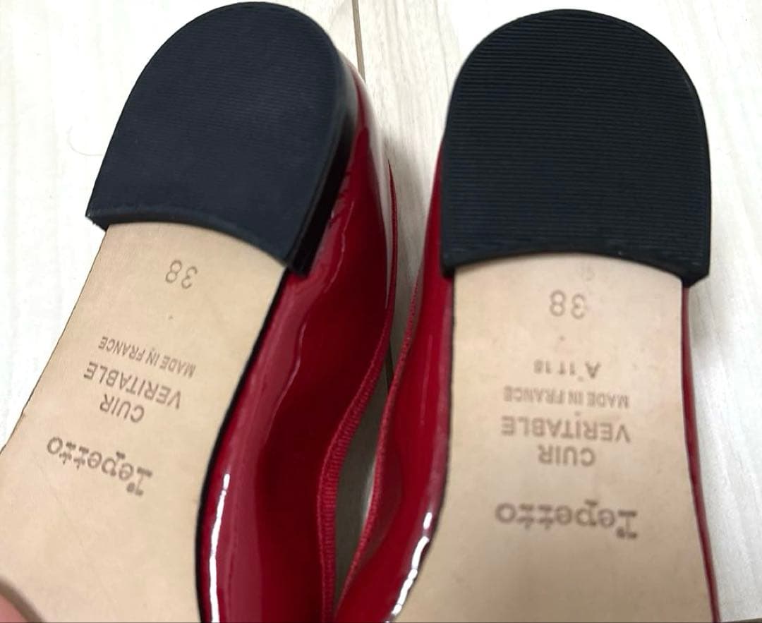 Repetto レペット　エナメル赤 フラットシューズ　バレエシューズ　38
