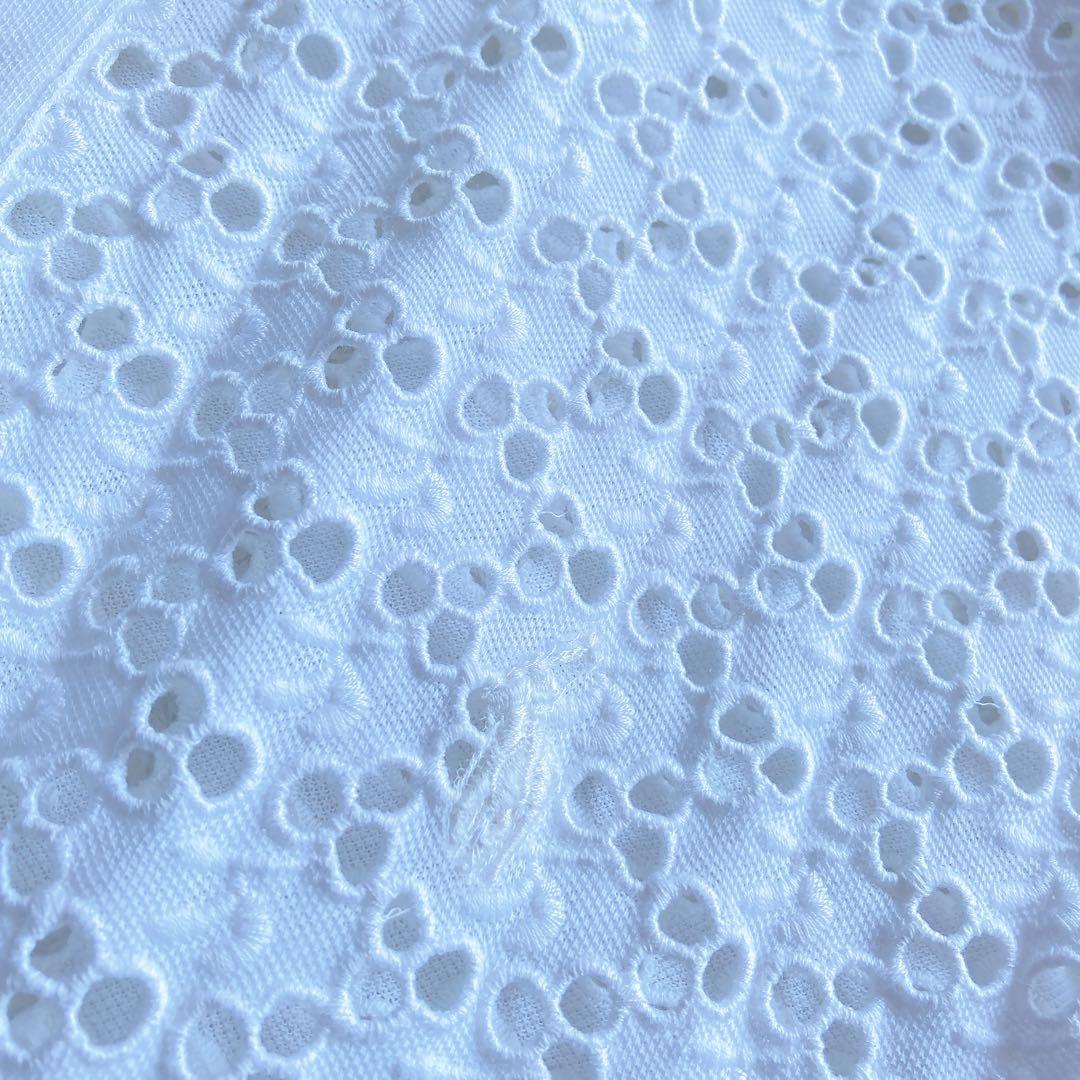 極美品 ポロラルフローレン 23年 ポロシャツ レース 刺繍 ホワイト 白 L