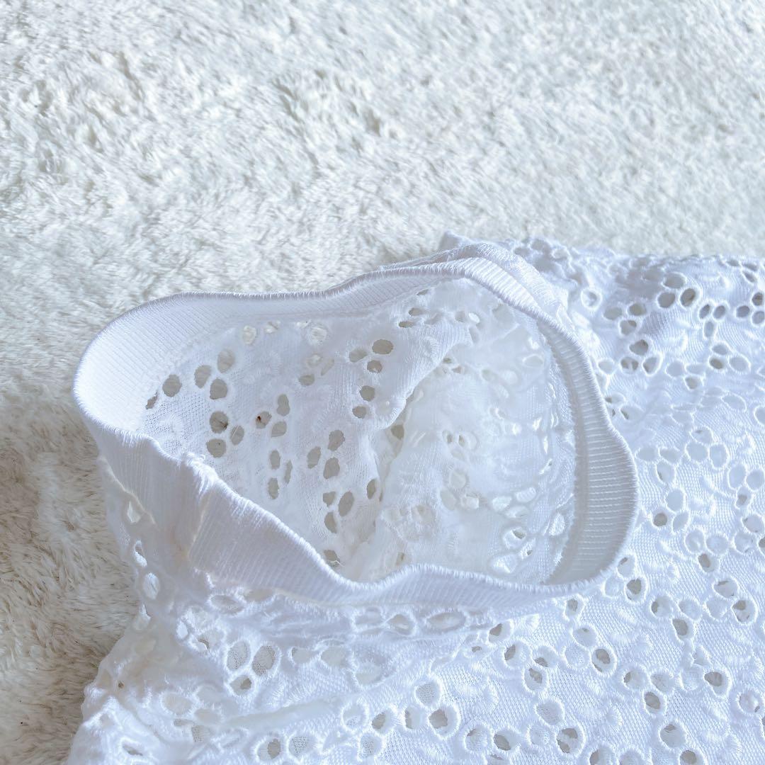 極美品 ポロラルフローレン 23年 ポロシャツ レース 刺繍 ホワイト 白 L