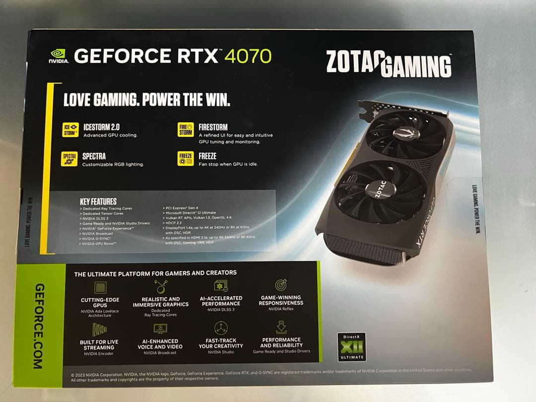 グラフィックボード・グラボ・ビデオカード ZOTAC GeForce RTX 4070 TWIN EDGE OC 12GB