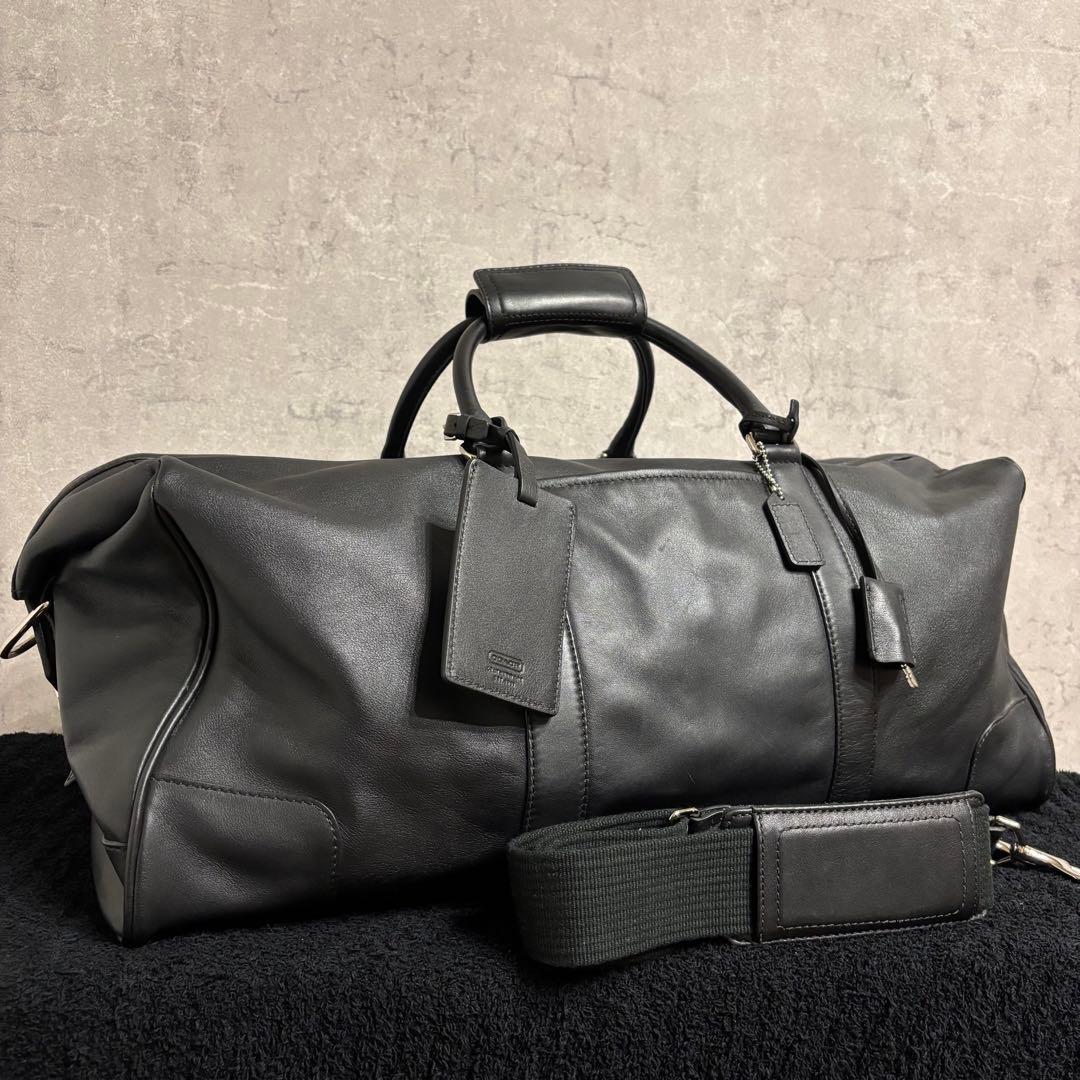美品 COACH ボストンバッグ ブラック 2way ブラック レザー 旅行