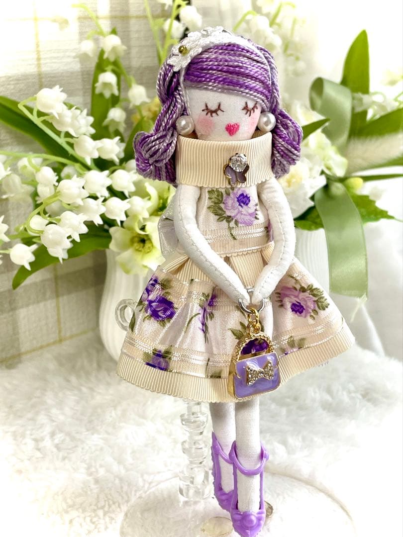 ラベンダーカラー❤️親子コーデ❤️ハンドメイド♡ドールチャーム