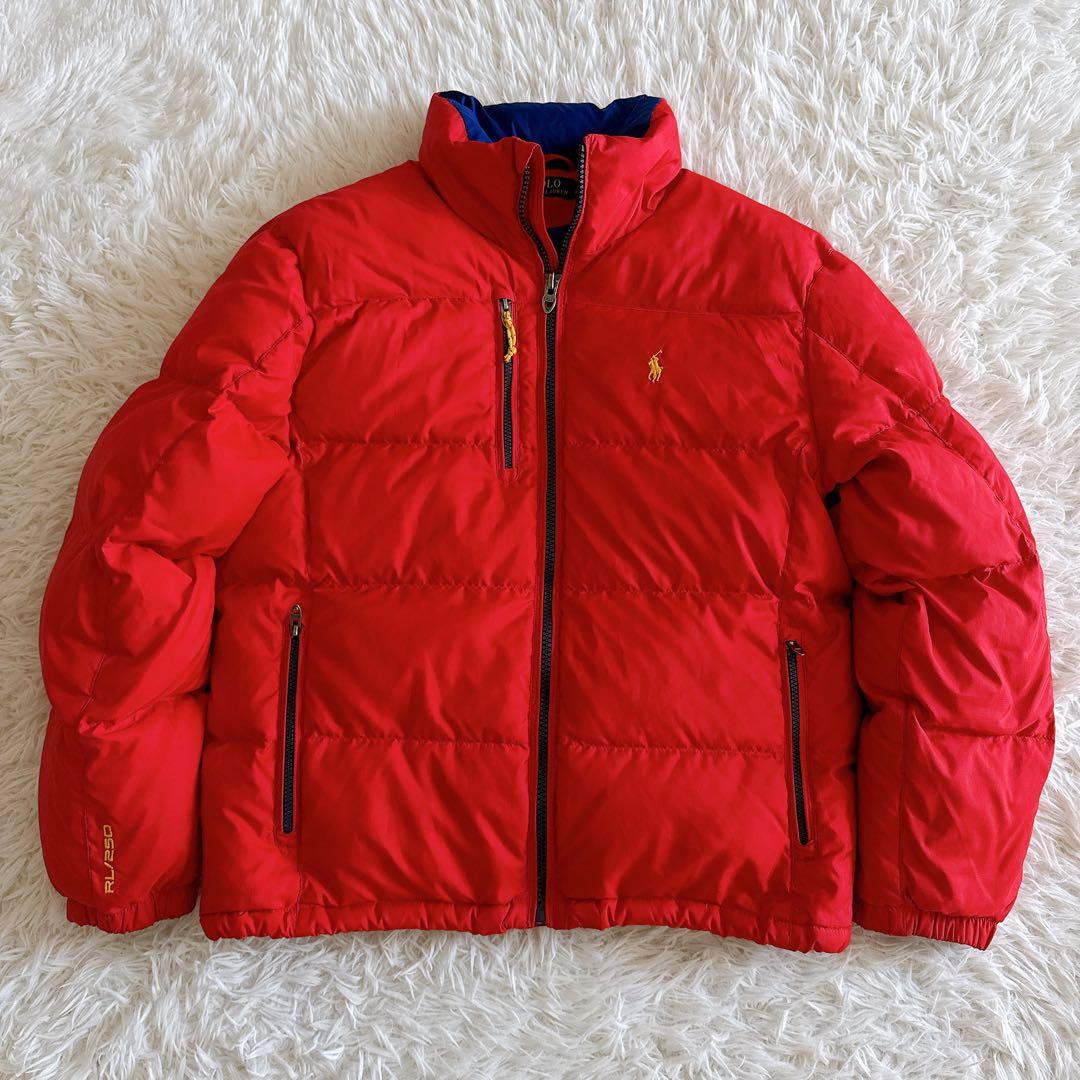 Lサイズ✨ポロラルフローレン ダウンジャケット イエローポニー刺繍 メンズ 赤