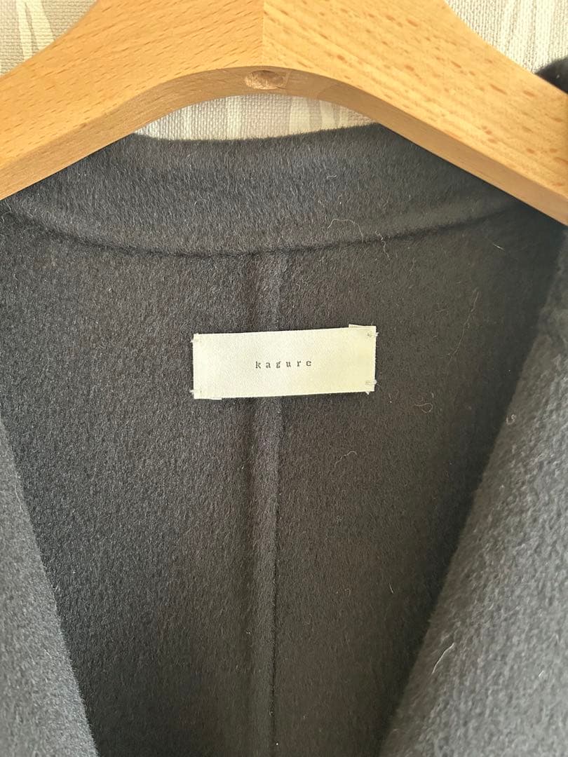 ウール混合テーラードショートコートブラック