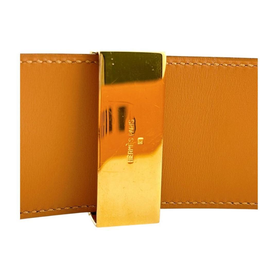 エルメス コリエドシアン メドール ベルト レザー ブラック ゴールド金具 70