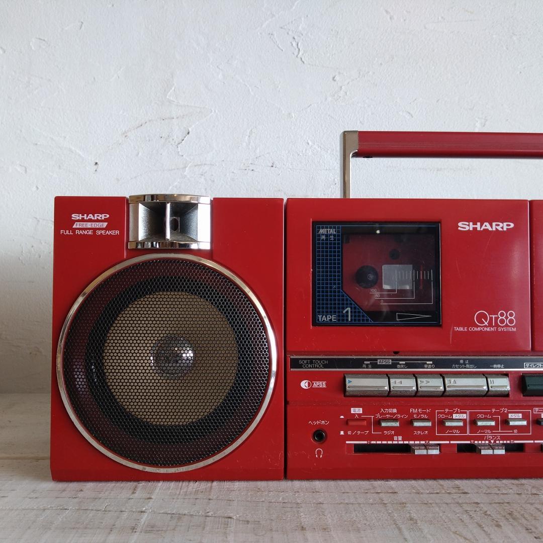 SHARP　QT-88　ダブルラジカセ　赤