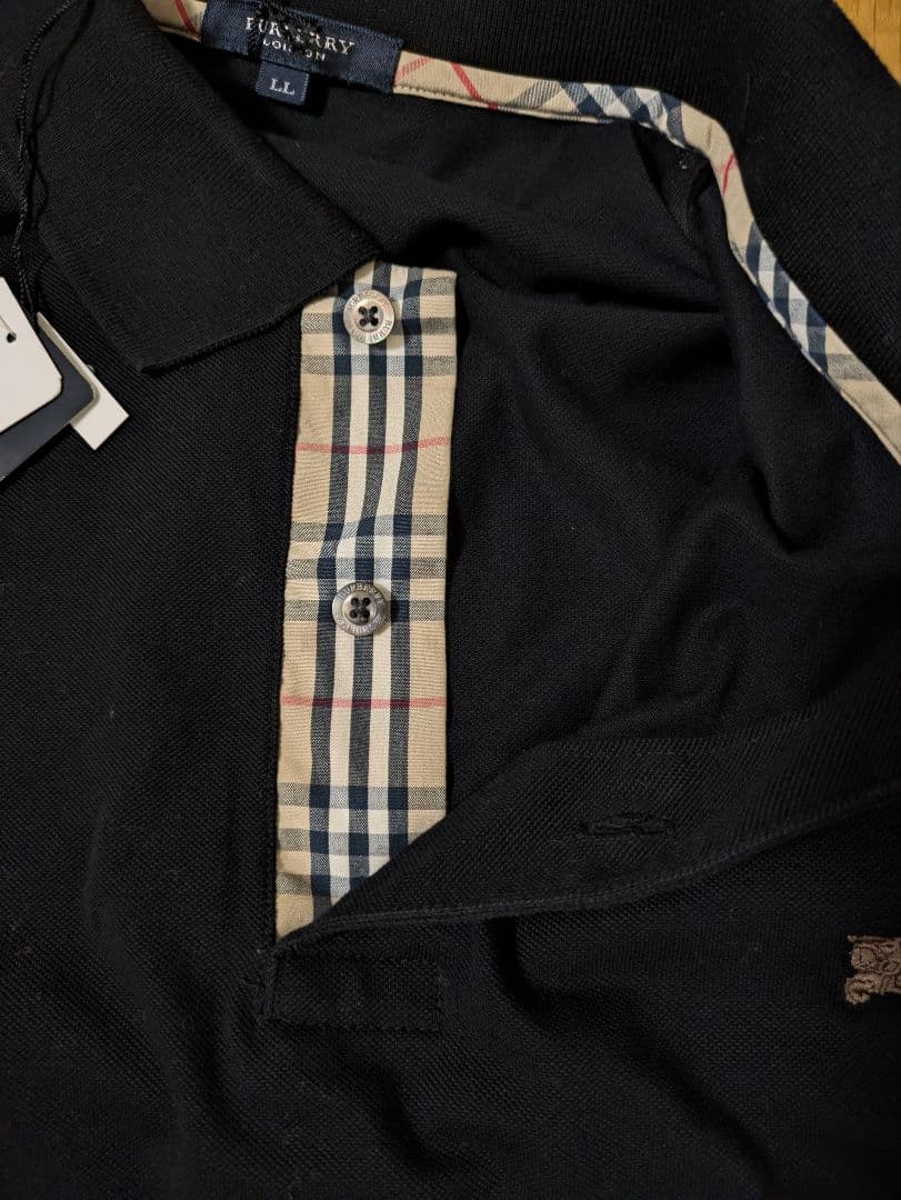 新品　バーバリー　ロンドン　ポロシャツ　XL　LL　ノバチェック　黒