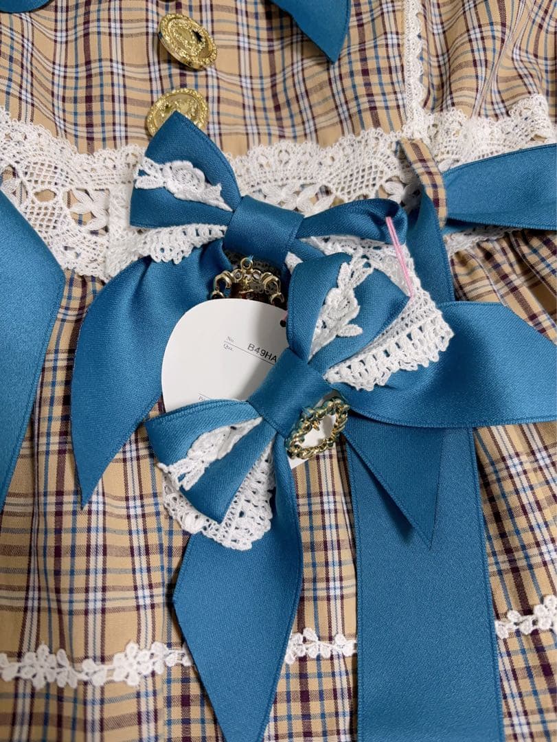 【新品】BABY タータンチェックシャーメイン ワンピース&リボンクリップ