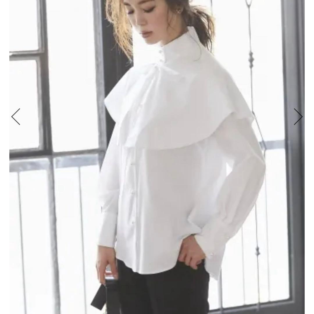 セブンテン ケープ付きパールボタンシャツ ブラウス ホワイト S