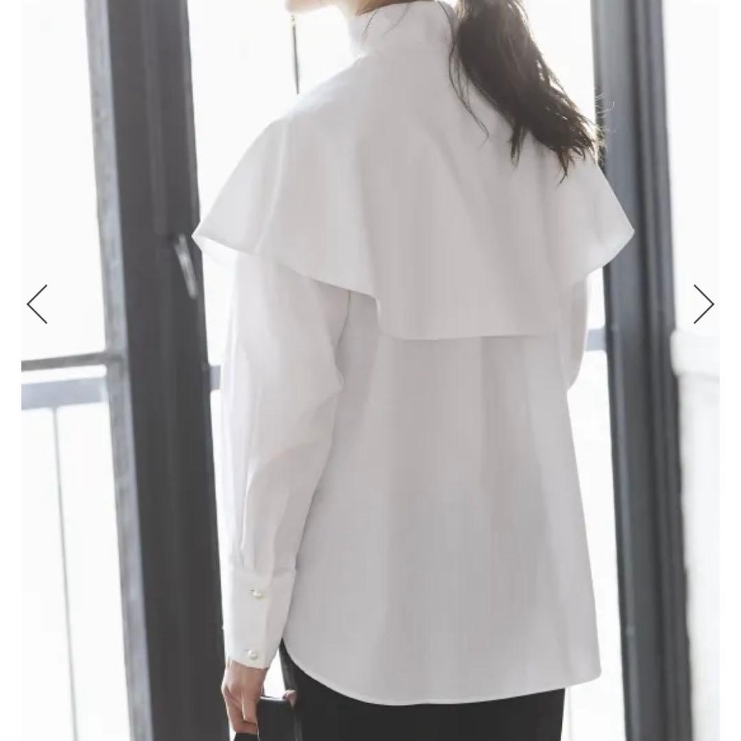 セブンテン ケープ付きパールボタンシャツ ブラウス ホワイト S