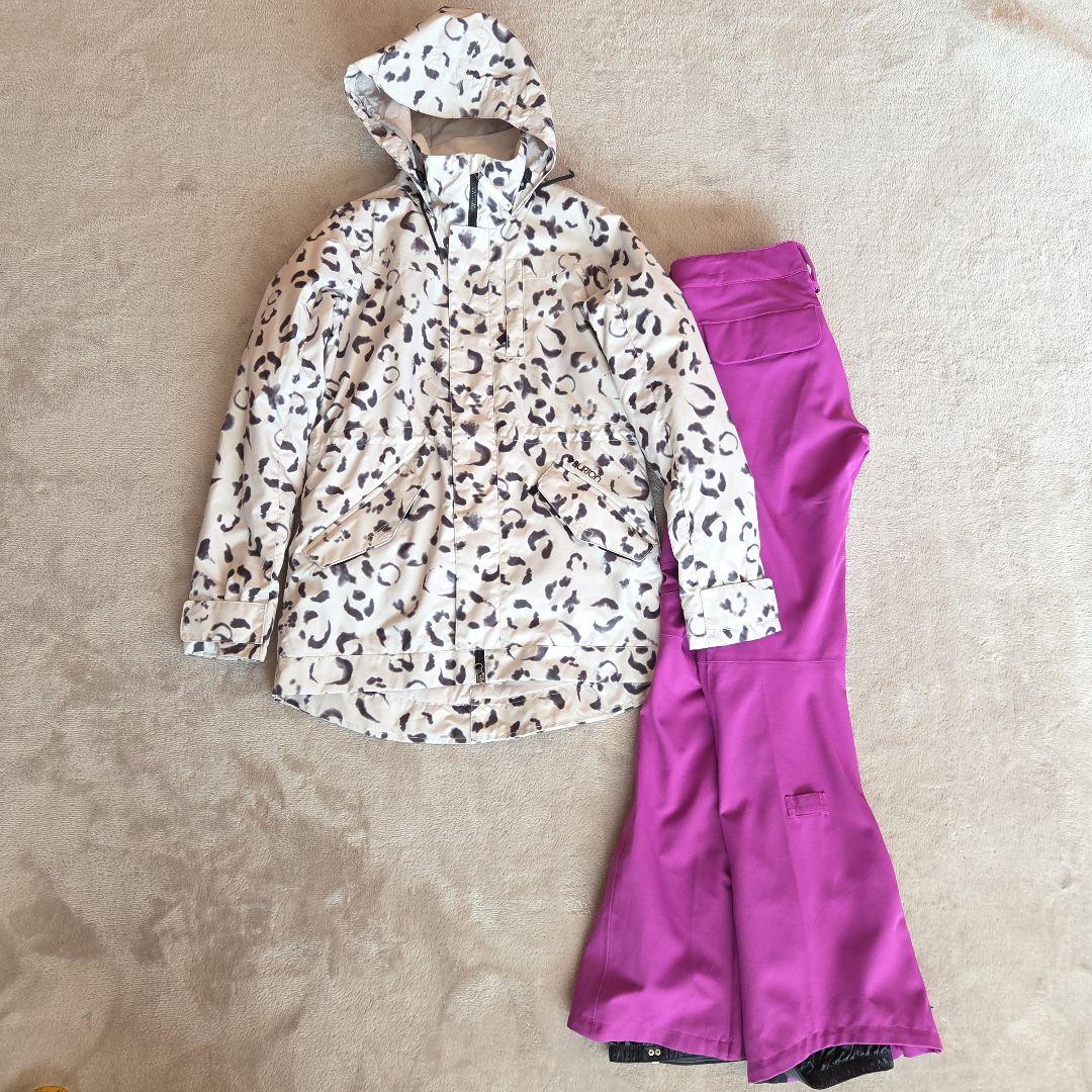 Burtonスノボウェア 上下セット Mサイズ DRYRIDE レオパード 紫