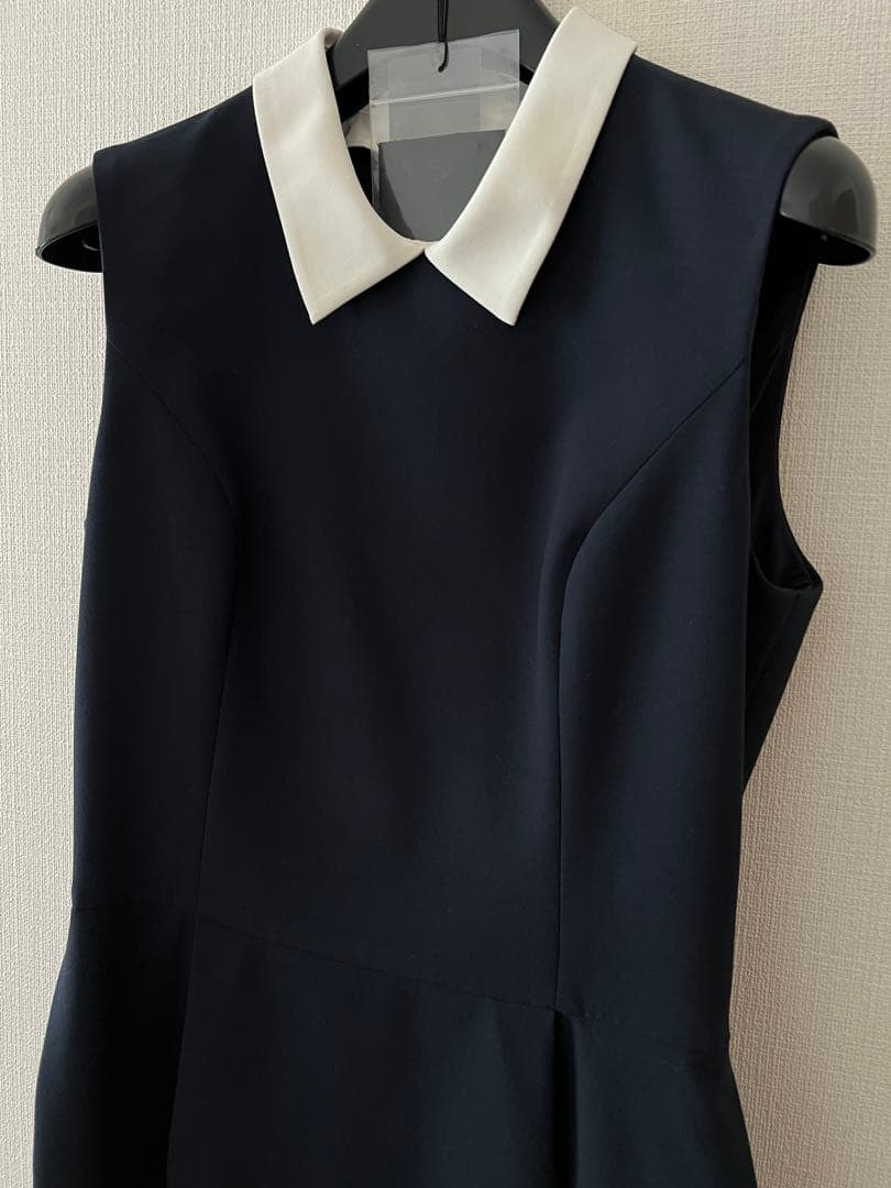 Rene 白襟　34 美品　ワンピース　濃紺 襟付きワンピース　商品タグ有り