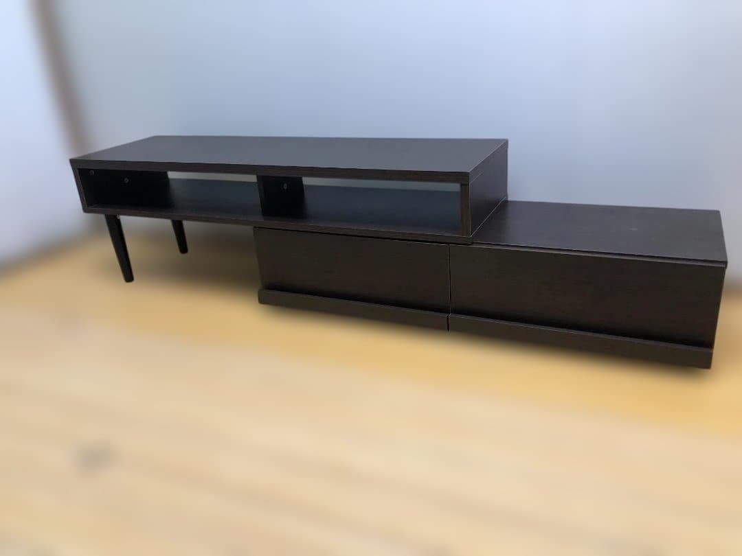 送料無料 テレビボード ローボード 伸縮式 ブラウン 引き出し 251124