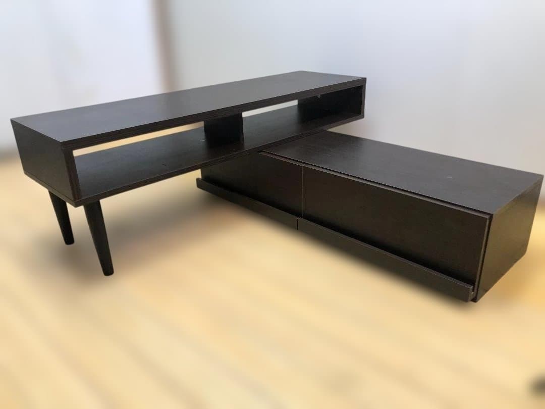 送料無料 テレビボード ローボード 伸縮式 ブラウン 引き出し 251124