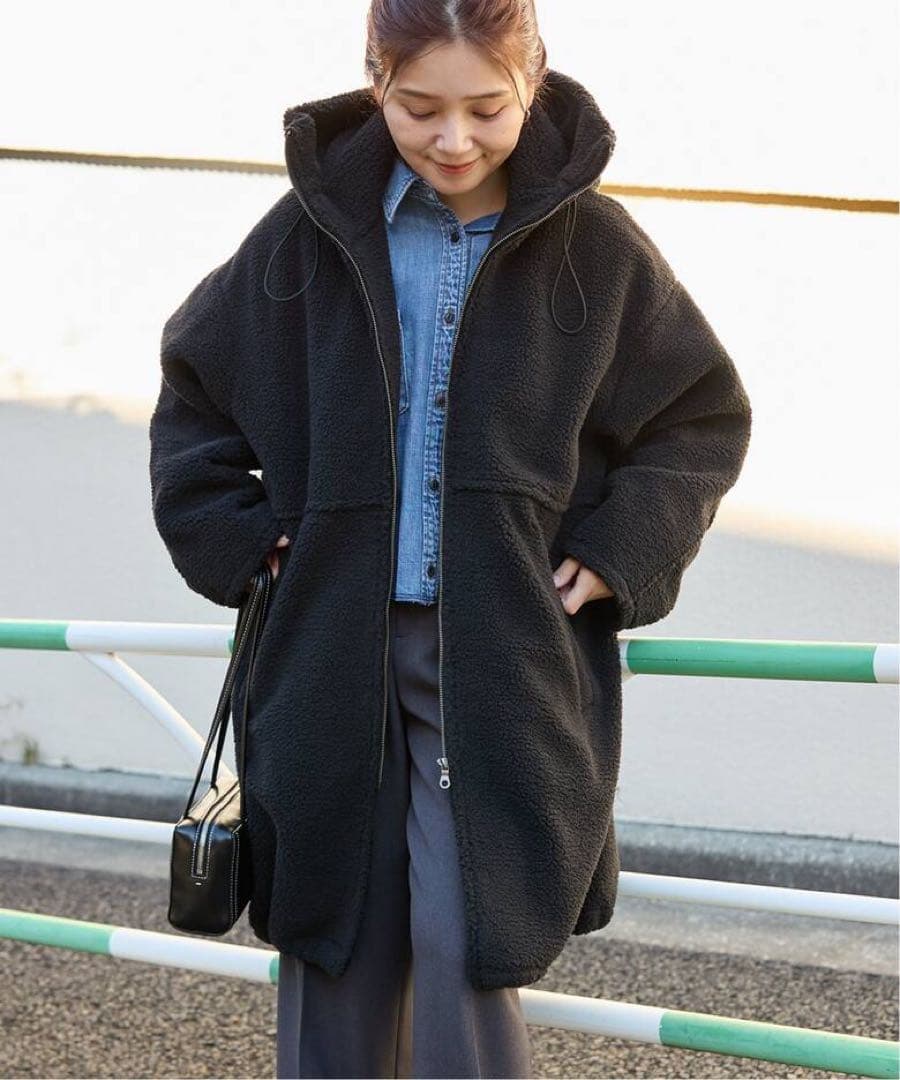レディース アウター ボアフードコート ロングコート ボアコート 上着