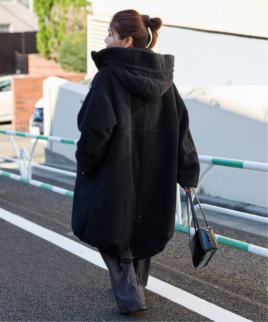 レディース アウター ボアフードコート ロングコート ボアコート 上着