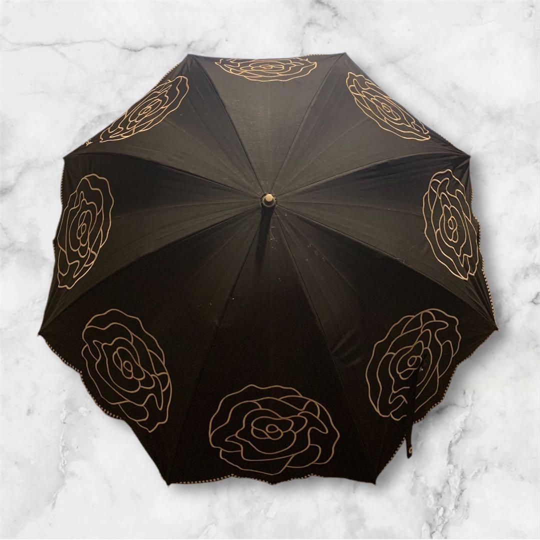 イブサンローランバラの花柄 日傘 晴雨兼用　刺繍　YSL UV 遮光