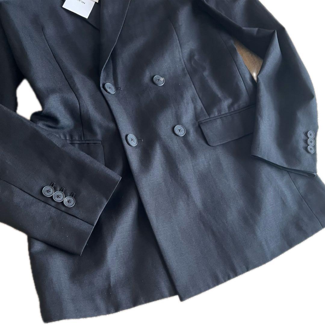 ✨未使用タグ付き✨ATON 25SS ダブル ジャケット ウールリネン 黒 S