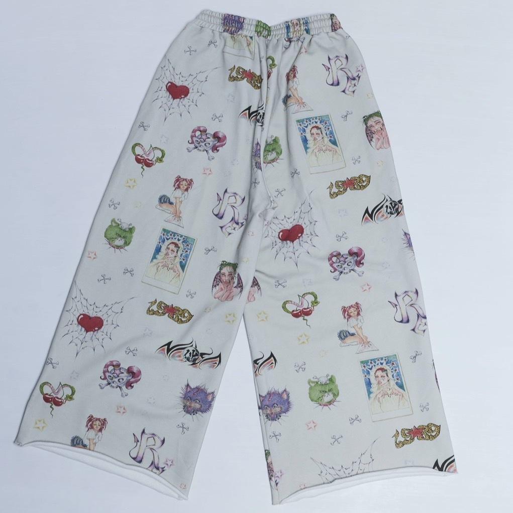 即完売品 仲里依紗 Re. アールイードット 手書きスウェットパンツ ホワイト