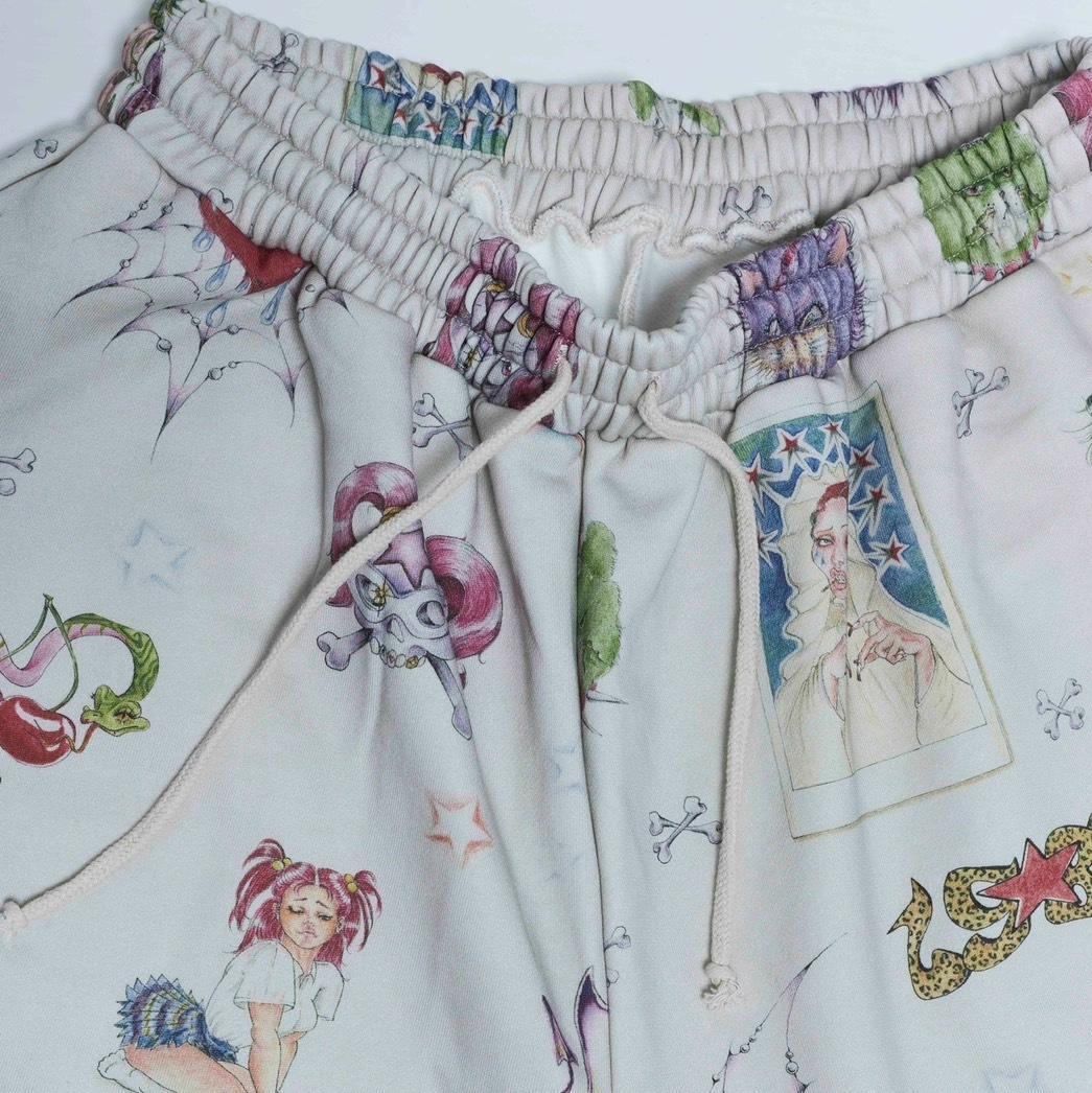 即完売品 仲里依紗 Re. アールイードット 手書きスウェットパンツ ホワイト