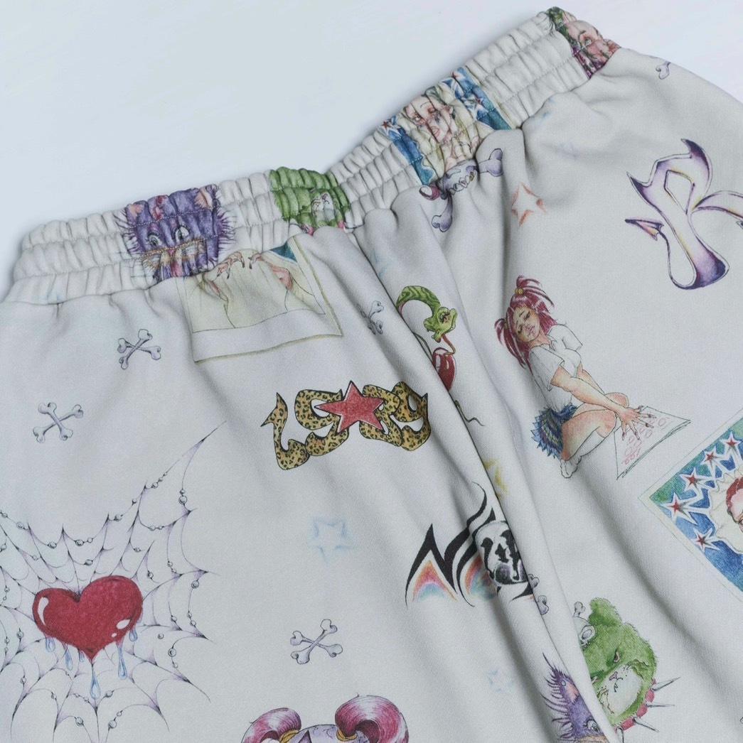 即完売品 仲里依紗 Re. アールイードット 手書きスウェットパンツ ホワイト