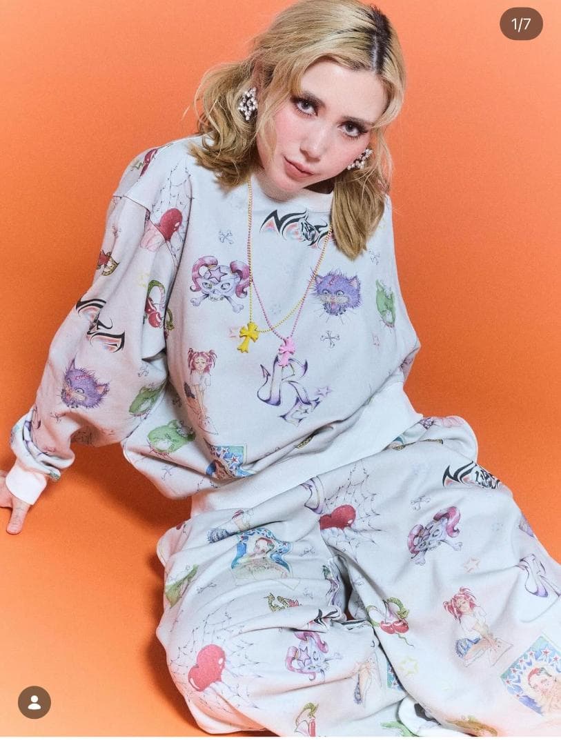 即完売品 仲里依紗 Re. アールイードット 手書きスウェットパンツ ホワイト